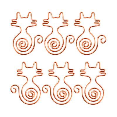 China YS03311 Electroplating Process Shape Meow Cute Unique Shaped High Quality School Office Supplies Customized Metal Red Gold Cat Paper Clips for sale