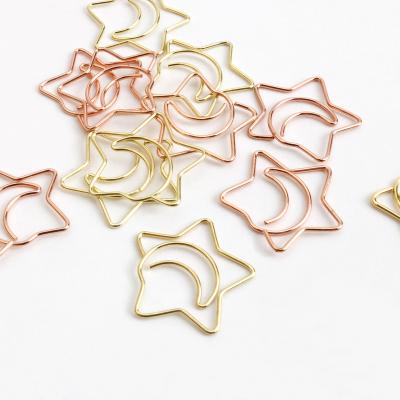 China Wholesale YS1001 Classic Customized Plastic-Coating Steel Gold Colored Line Plating Creative Metal Star Shape Paper Clip For File Classification for sale