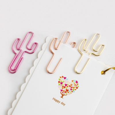 China Colorful Line YS1005 High Quality Colorful Plated Cactus Plastic-Coating Paper Clips Lovely Stationery Wholesale Creative Gift for sale