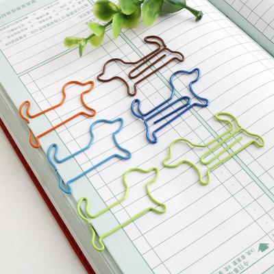 China New YS1007 Assorted Colorful Metal Dog Shaped Animal Customized Cue Clips Holder Metal Paper Clip for sale