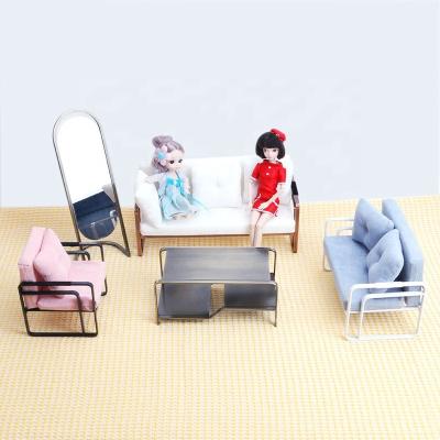 China Customized Wholesale Durable YS1228C Household Doll BJD Metal Floor Full Mirror White Gold Ball Doll Furniture for sale