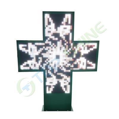 China Outdoor Pharmacy LED Display Cross Waterproof Led Sign SMD P10 Display Screen With Iron Cabinet for sale