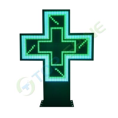 China Outdoor Advertising Vending Equipment High Brightness P10 RGB DIP Pharmacy LED Cross Sign for sale