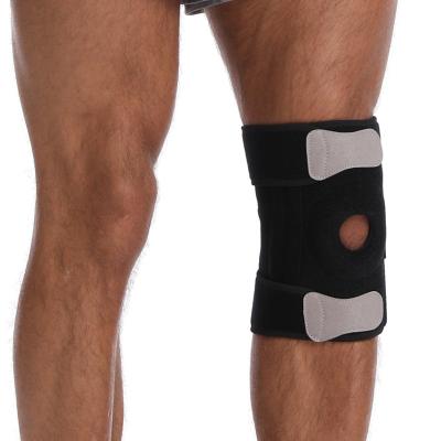 China Low price universal wholesale black basketball knee supports with anti-slip tape and adjustable compression straps for men and wome for sale