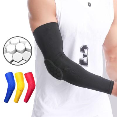 China Amazon Universal Protective Arm Recycling Sleeves With Padded For Basketball Sports Lycra Polyester Elbow Arm Sleeves Long Sleeves Elastic Pads for sale