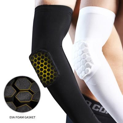 China Best Universal Anti-Collision Long Arm Sleeves Compression Basketball Sport Elbow Brace with Honeycomb Pads for Men Elbow Pads for sale