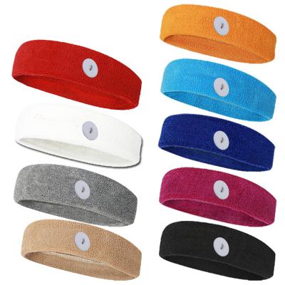 China Universal Elastic Sports Fitness Headband Button Neoprene Forehead Running Straps for sale