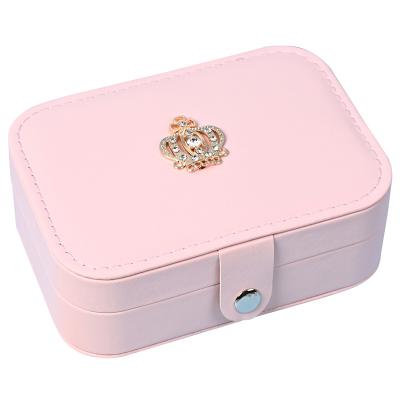 China Leather in Stock Mini Small Portable Leather Jewelry Box Travel Fine Jewelry Storage Box for sale