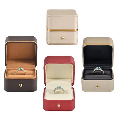 China Wholesale Luxury Leather Ring Jewelry Box Fashion Wedding Ring Box for sale