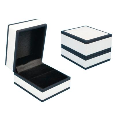 China Plastic Top Selling 2 Piece Hinged Ring Box Customize Plastic Ring Box Jewelry for sale