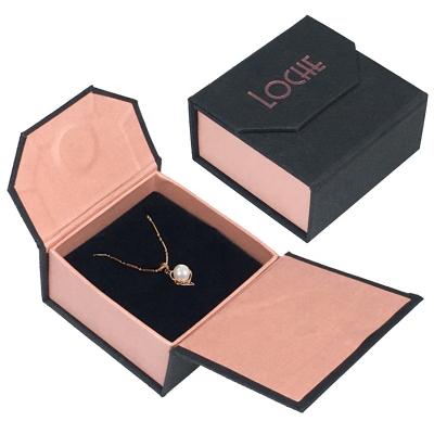 China Custom Logo Magnetic Square Cardboard Paper Jewelry Packing Pendant Gift Box for sale