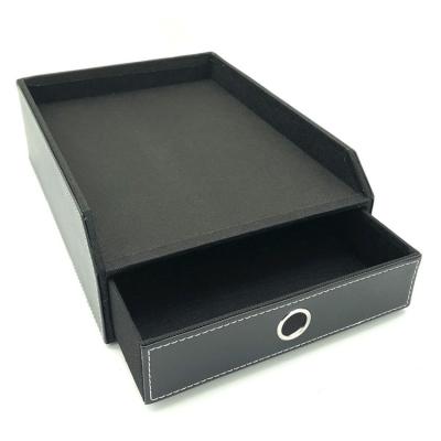 China Good quality best price viable office files storage box drawer style leather storage box for sale