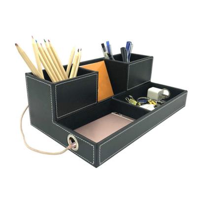 China Viable Multifunctional Container Box Pen Storage Small Desktop Object Leather Storage Box for sale