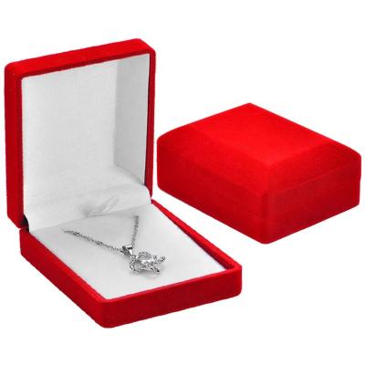 China Best Selling Red Velvet Plastic Gift Box Flocking Pendant Box for sale