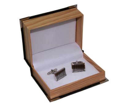 China High End Personalized Wooden Leather MDF Cufflink Box Manufacturer Recyclable Case for sale