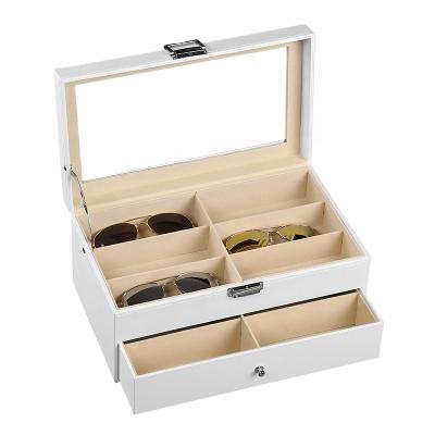 China 2 Layer Popular High Quality PU Leather Sunglasses Box Storage Case for sale