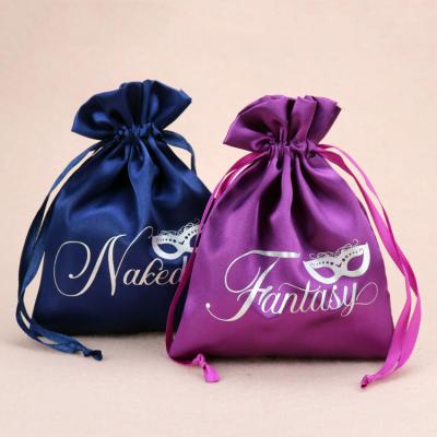 China Eco-Friendly Wholesale Hair Extension Packaging Satin Dust Bag Drawstring For Wigs for sale