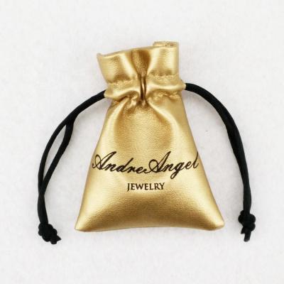 China Small Recyclable Custom Faux Leather Drawstring Pouch For Jewelry for sale