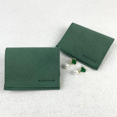 China Eco-Friendly Custom Logo Earrings Rings Necklace Microfiber Jewelry Gift Packaging Bag Envelope Jewelry Pouch for sale