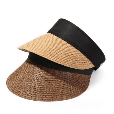 China COMMON Summer Women Raffia Sun Visor Hats For Lady Braided Summer Straw Sun Visor Hat Beach Hats Fashion Cap for sale