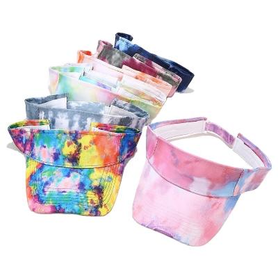 China 2021 COMMON European American Spring Outdoor Sunscreen Summer Peaked Cap Tie Dye Sun Visor Top Blank Cap for sale