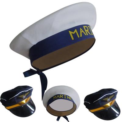 China Costume Sailor Hat Captain Navy Cap Ship Costume Boat Adult Yacht Leader Low Party Wholesale Striped Moq for sale