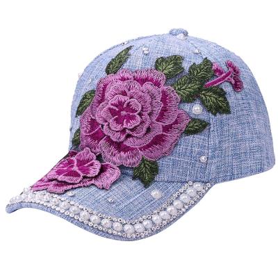 China breathable & Men Women Rose Flower Embroidery Snapback Hats Waterproof Baseball Caps for sale