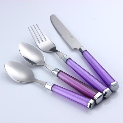 China Jieyang Sustainable Cutlery Set Plastic Stainless Steel Dinnerware Handle Cutlery Set for sale