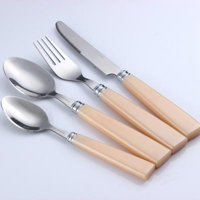 China Sustainable Eco Friendly Stainless Steel Cutlery With Plastic Handle Flatware Sets for sale