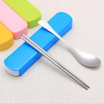 China 2020 Sustainable Newcomers Travel Stainless Steel Flatware Set Camping Chopsticks And Spoon With Case for sale