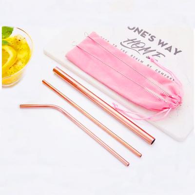 China Viable Wholesale Metal Drinking Straws Reusable Colorful Stainless Steel Straw Set With Cleaning Brush for sale