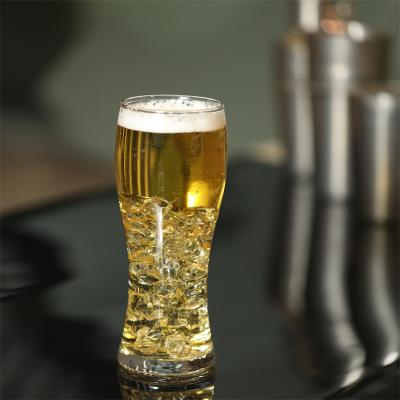 China Sustainable Wholesale Shaped Beer Drinking Glass Mugs 16oz Wheat Print Wheat High Waisted Beer Mugs for sale