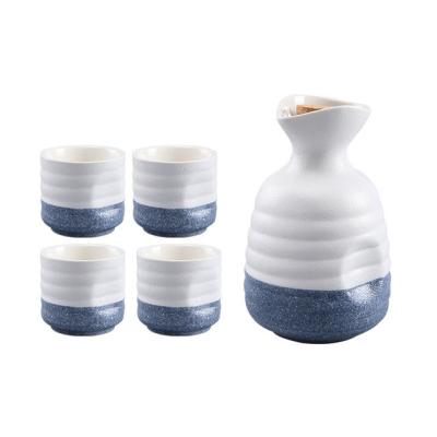 China Factory direct wholesale creative Japanese style ceramic wine glass fine china four cups of liquor in a jar for sale