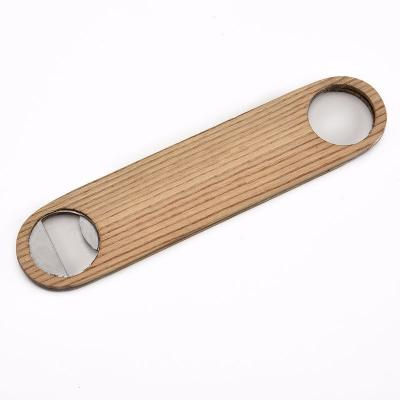 China Creative Multifunctional Wooden Bottle Opener Humanized Wholesale Design Factory Handle Bottle Opener Stainless Steel Waste Wood Beer for sale