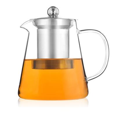 China Viable Explosion Proof Heat Resistant Glass Kettle Stainless Steel Filter Tea Cup With Tea Maker for sale