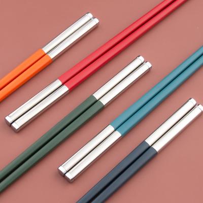 China Hotel viable restaurant factory direct sales alloy stainless steel chopsticks home healthy non-slip set for sale