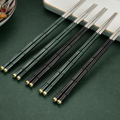 China Factory Promotion Hotel Restaurant Non-slip Healthy Cherry Blossoms Chinese Stainless Steel Chopsticks Healthy Set for sale