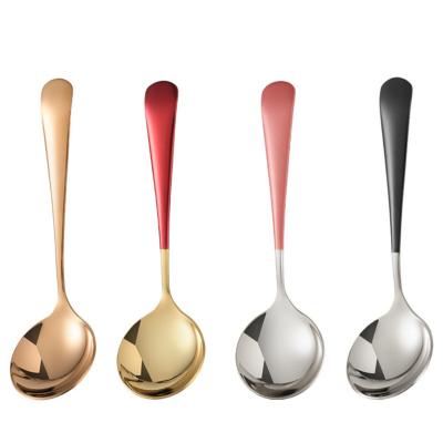 China Wholesale 304 Stainless Steel Viable Household Soup Spoon Creative Color Stainless Steel Cutlery for sale