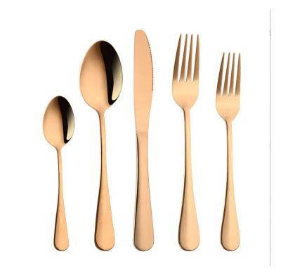 China Viable Titanium-Plated Rose Gold Stainless Steel Cutlery Spoon Restaurant Western Dessert Spoon for sale