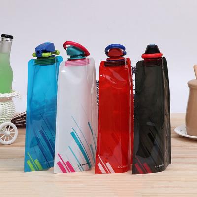 China Foldable Water Bottle 700mL PE Water Bag Flask Soft Squeeze Stored Outdoor Camping Portable Rising Working Recycling Water Bags for sale