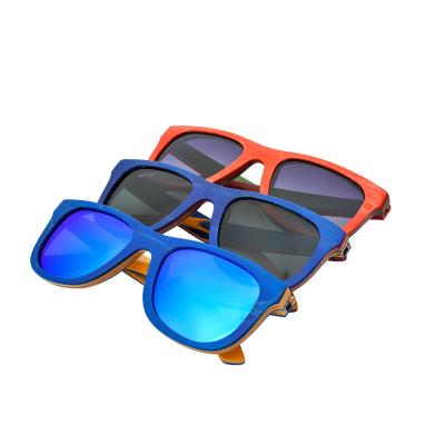 China Fashion BLONGU Sunglasses Brand Wooden Sunglasses With Colorful Polarized Lenses For Men Or Women Wooden Sunglasses China for sale