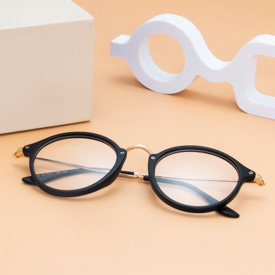 China 2021BLONGU Anti Blue Light Glasses Trends Round Stainless Metal Temples Non Prescription Vintage Glasses Frame Anti Blue Light Glasses For Women Men for sale