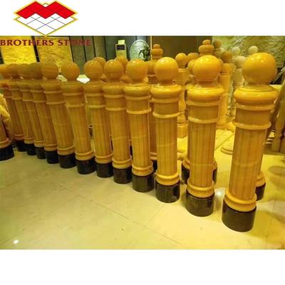 China Modern Customized Natural Honey Agate Stone Staircase Fencing Vertical General Marble Railing For Sale for sale