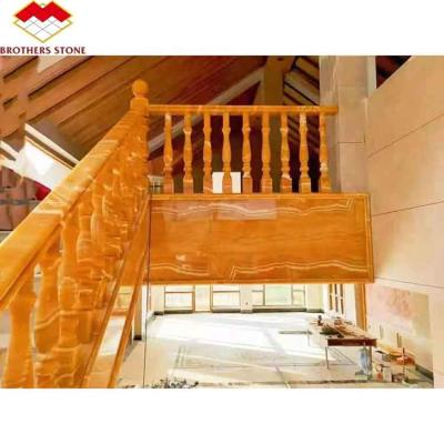 China Modern Factory Custom Natural Honey Agate Stone Staircase Fencing Vertical Marble Balustrade For Sale for sale