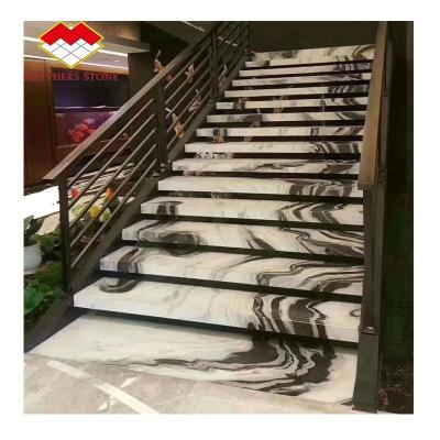 China High Polished Modern Panda White Marble With Black Vein Beautiful Marble Stairs And Step for sale