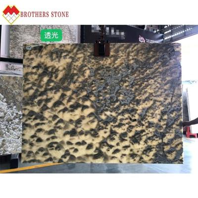 China Wholesale Ink Painting Onyx Slab Modern Transparent Gray Marble Project Onyx Tile For Wall Or Floor Cloud Patterns Design for sale