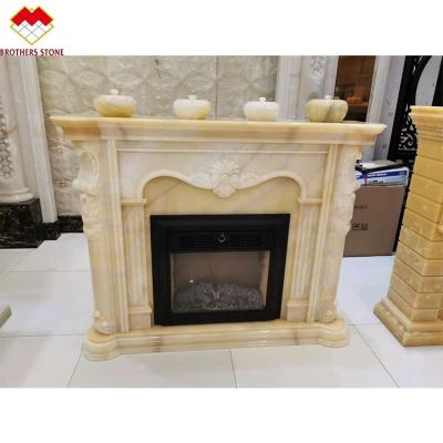 China Modern Onyx Stone Fireplace Idea Marble Fireplace Surround Customized Decorative Marble Fireplace Mantel for sale