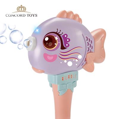 China Electric Automatic Blowing Carryover Cute Bubble Gun Toy Soap Bubble Fish With Music Santa Gift For Girl Kids Bubble Gun And Boy Bubble Machine for sale