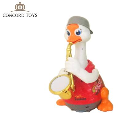 China Lovely New Arrival Battery Powered Electric Toy Animal Saxophone Goose Toys Plastic Cartoon Animal Toys With Musics And Lights G1430203 for sale