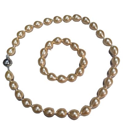 China Wholesale Trendy Natural Water Drop Shell Sea Loose Pearl Beads Necklace and Bracelet Jewelry Sets for sale